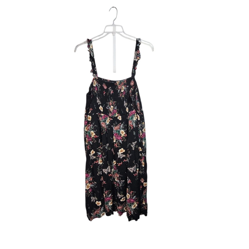 Torrid Women's Black Floral Midi Challis Floral Smocked Tiered Dress Size 4X. - Picture 2 of 12